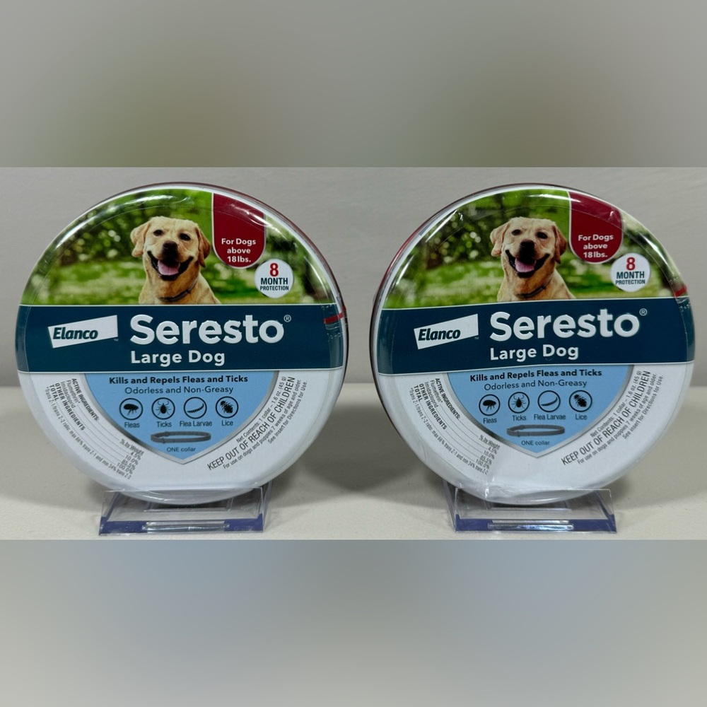 Seresto Flea Tick Collar 8 Month Protection Large Dog 18+ lb NEW SEALED LOT OF 2